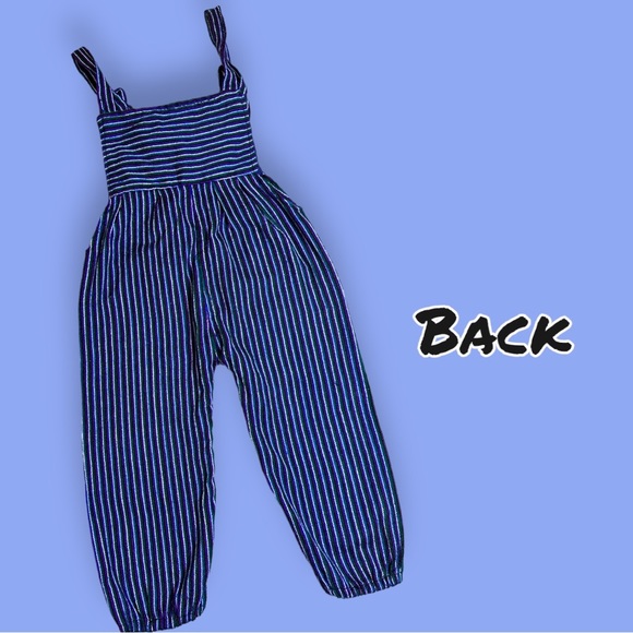 EUC Children’s Woven Multi-Color Striped Knit Romper. Adjustable Size 2-3T - Picture 2 of 8